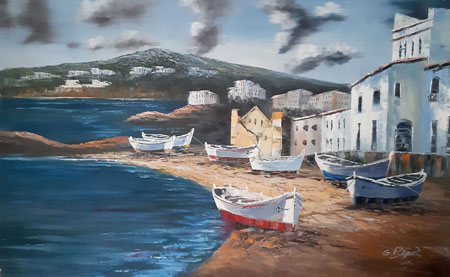 2217-T3 | 90cm x 60cm | bateaux sur plage 